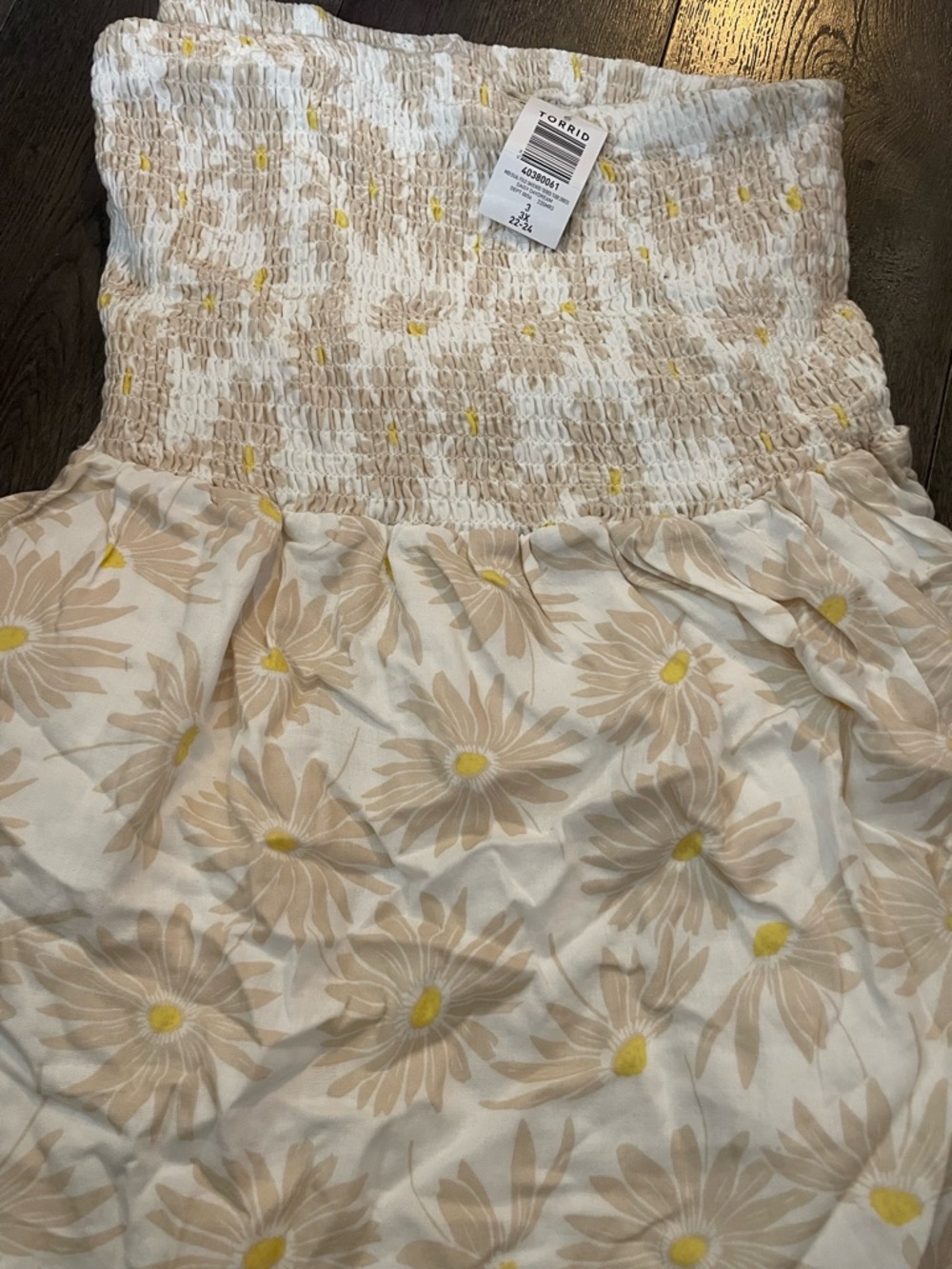 torrid Cream Daisy Smocked Sundress with Yellow Centers